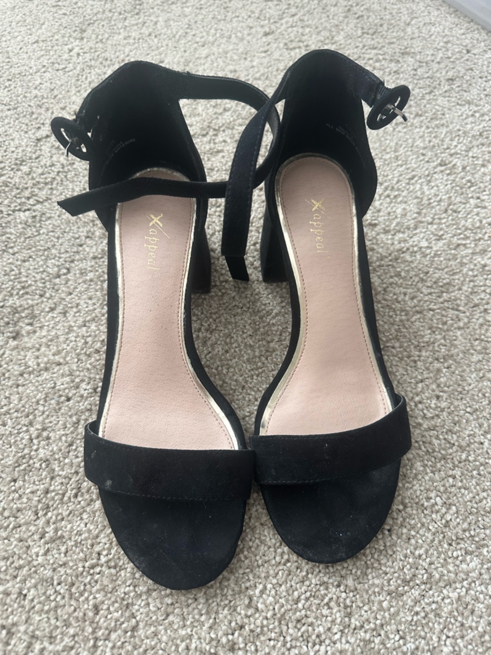 Xappeal Black Suede Ankle-Strap Block Heels